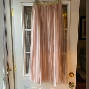 LC Lauren Conrad Long, Pink, Pleated, Tulle Skirt